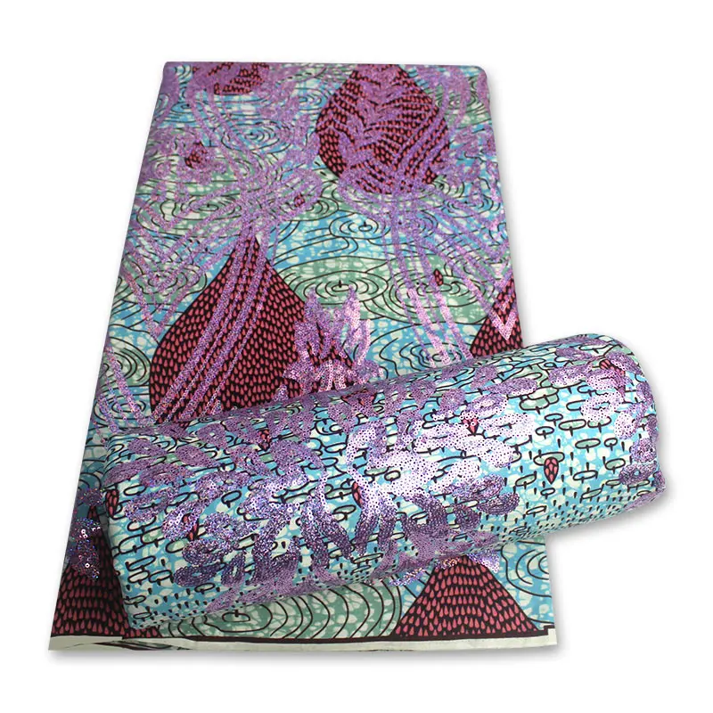 

CS Newest With sequins Ankara Chitenge High Quality Kanga Cotton Material African Print Wax Fabric Gold For Sewing Wedding Dress