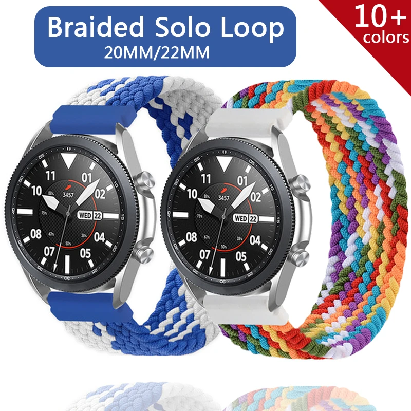 

20mm/22mm Braided Solo Loop strap for Samsung Galaxy watch 3/46mm 42mm/active 2/Gear S3 bracelet Huawei watch GT/2/2e/Pro band