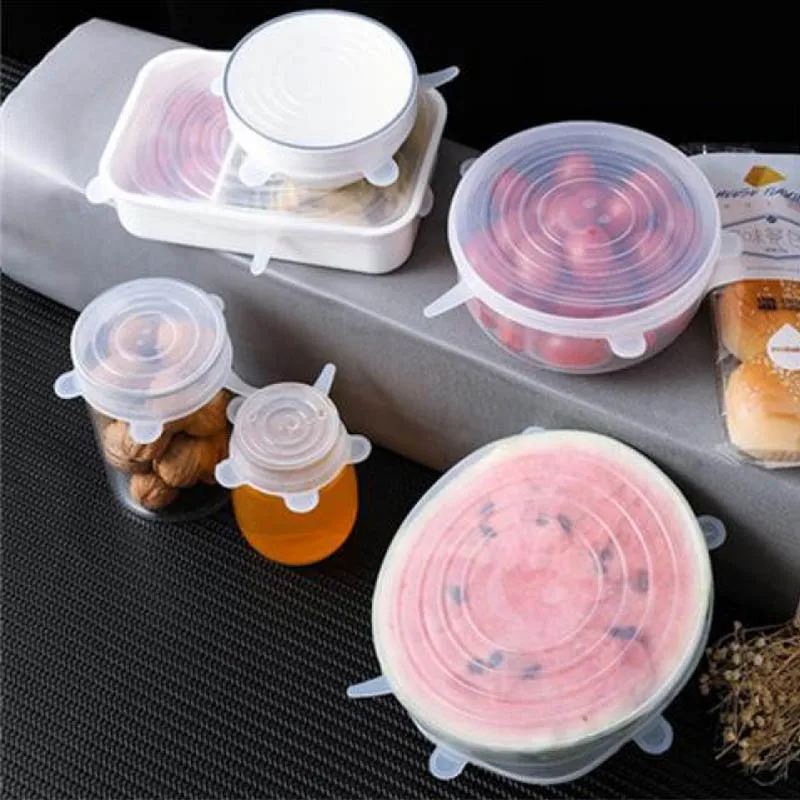 Многоразовые эластичные силиконовые крышки для пищевых продуктов 6 шт.