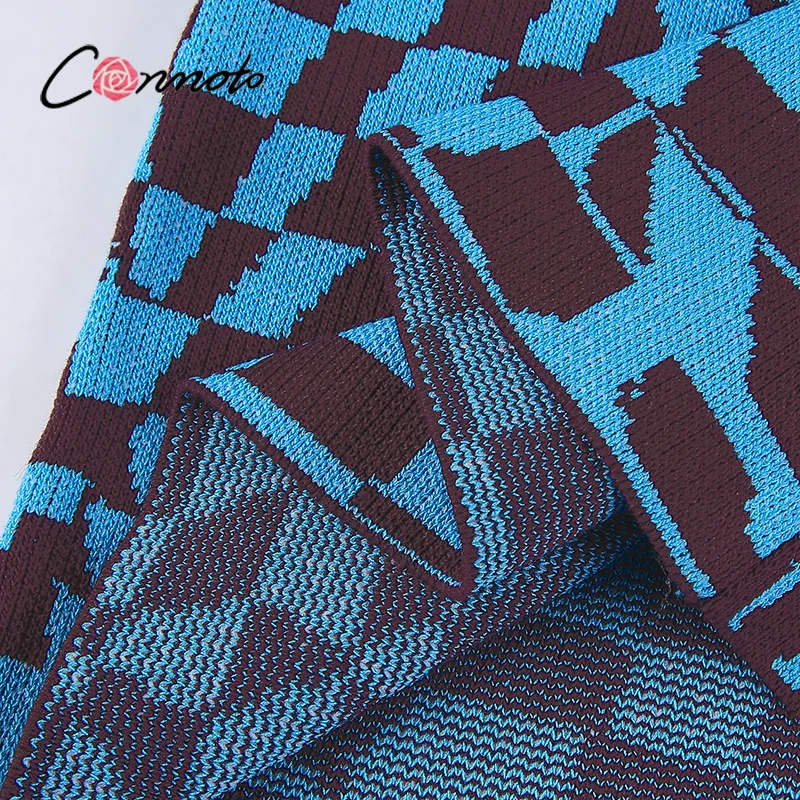 

ConmotoY2K knitted plaid slim women t-shirt 2021 Fashion casual vintage tank top Streetwear sleeveless blue party short tops