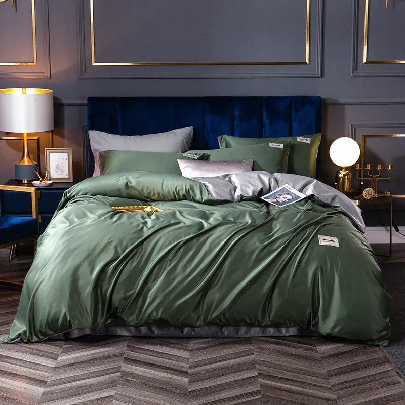 Комплект постельного белья из 4 предметов простыня промытого шелка пододеяльник