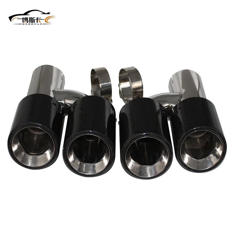1pcs exhaust pipe silencer tail throat H-shaped carbon fiber bright double outlet 304 stainless steel flared SZ011 | Автомобили и