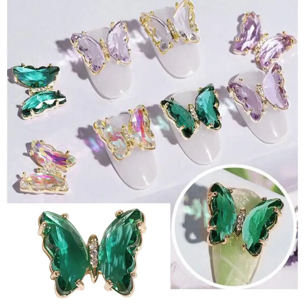 Однотонный 3D Маникюр украшения для ногтей Бабочка Смола хлопья Салон Красочные