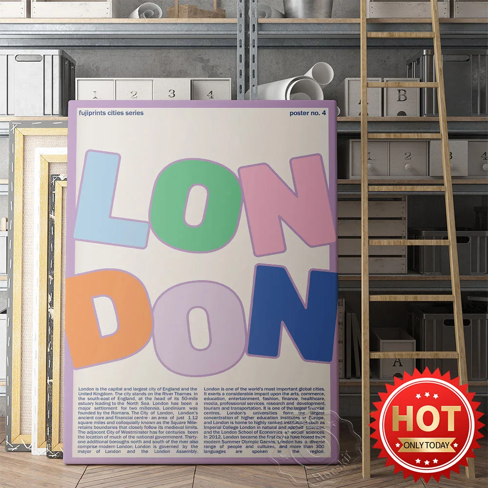 

Modern Art Prints Series London Vintage Art Poster, England London Tavel Art Wall Picture, Study Kids Room Modern Decor Prints