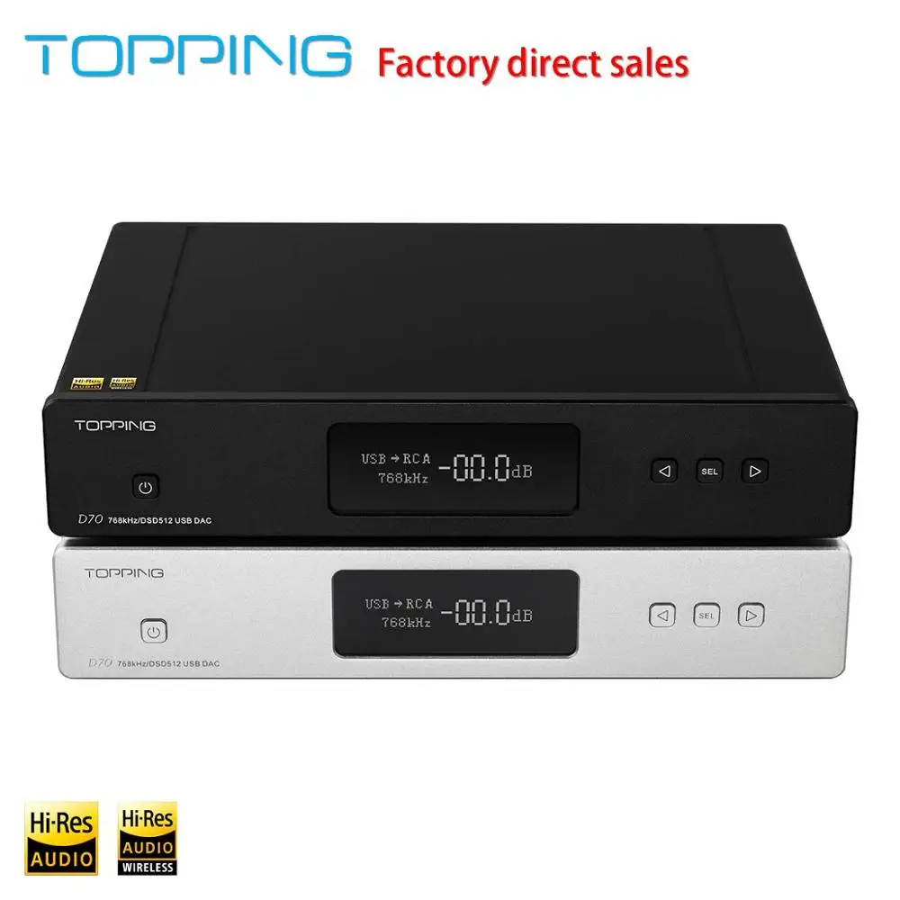 Декодер Настольный Topping D70 2 * AK4497 USB DAC DSD512 32 бит/768 кГц AK4118 XMOS с поддержкой