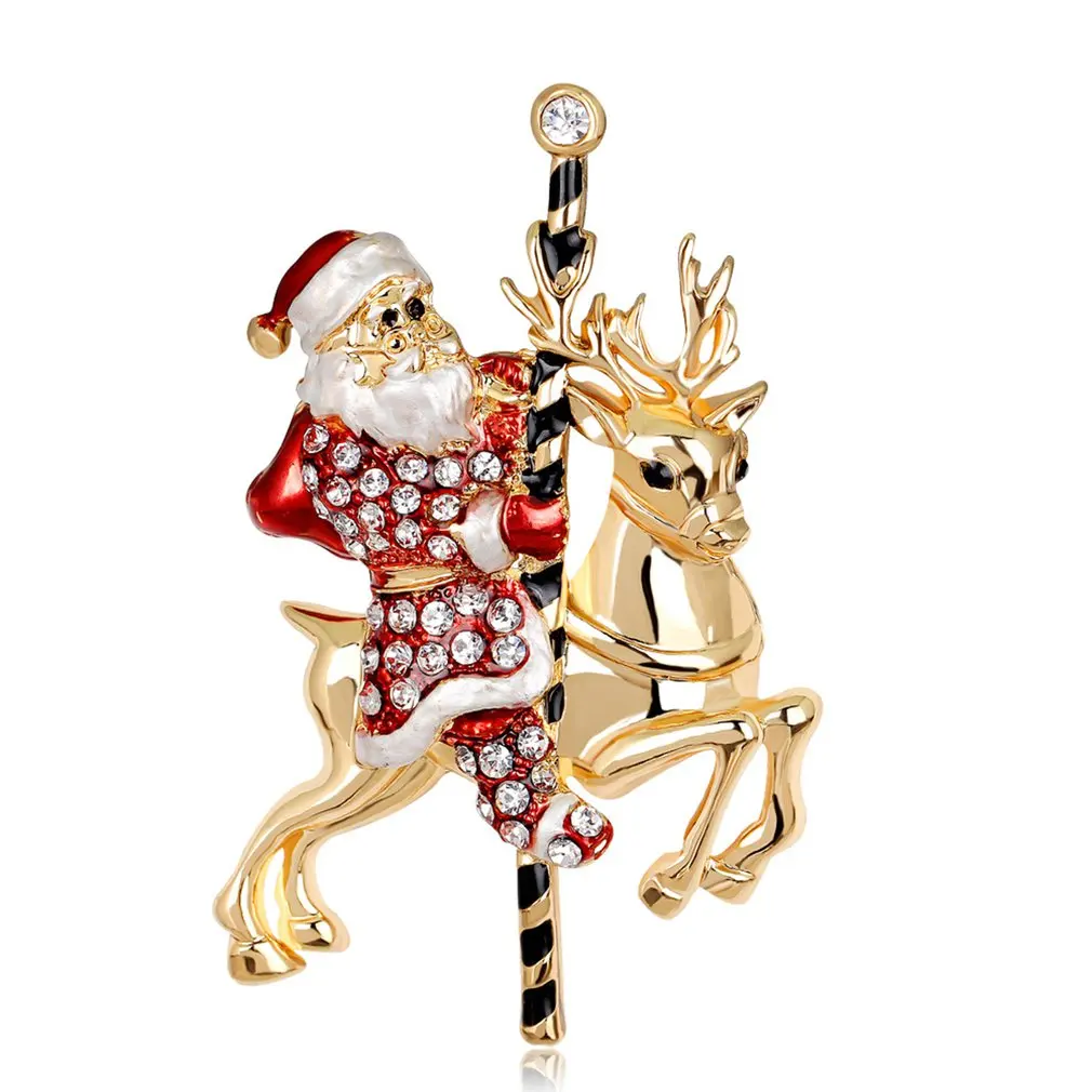 GENBOLI Rhinestone Brooches For Women Snowman Santa Pin Christmas Gifts Bell Boots Charm Crystal Gift | Украшения и аксессуары