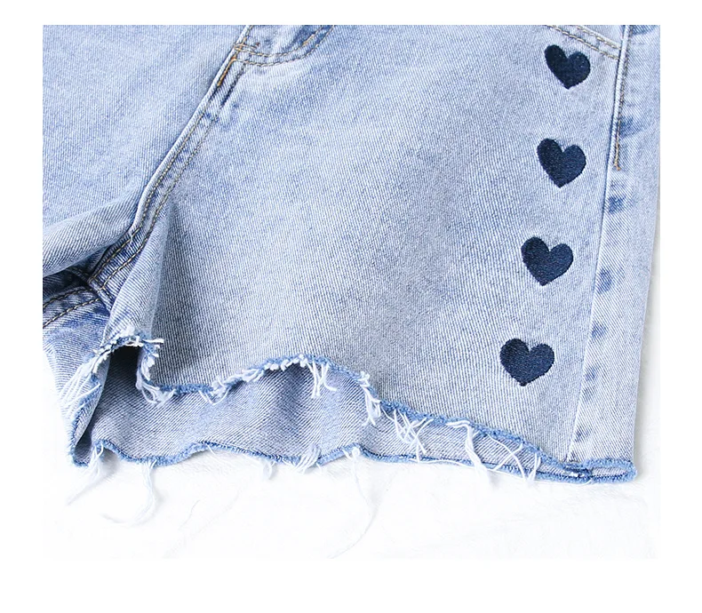 

2021 Women Denim Short Pants High Waist Casual Wdie Leg Shorts Female Ripped Hem Women Summer Shorts