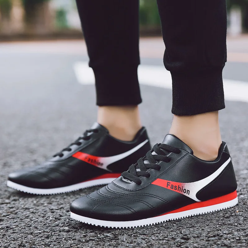 

Men Sneakers Fashion Casual Shoes Leather PU Low-top New Man Soft Run Shoes Lace-up Comfortable Loafers Male Trainers Promotion