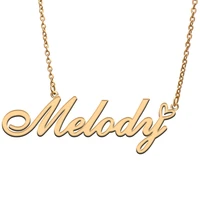melody name tag necklace personalized pendant jewelry gifts for mom daughter girl friend birthday christmas party present