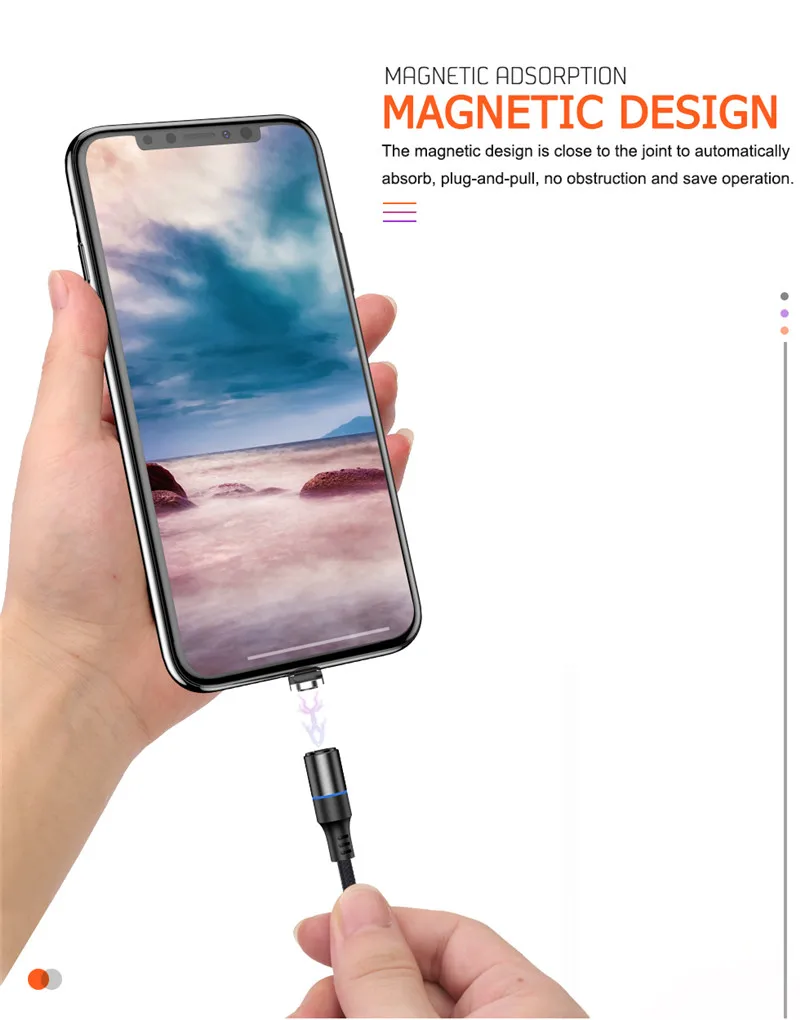 1 м светодиодный магнитный usb-кабель для передачи данных для iPhone Xs Max X XR 8 7 6s 6 Plus 5 5S Быстрая зарядка USB type C Micro кабель для samsung Xiaomi