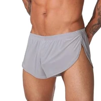 mens low waist solid sleep bottoms sexy male side split home leisure shorts ice silk comfortable sleepwear furnishing underwear