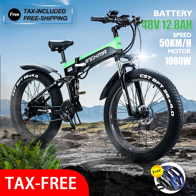 

electric bicycle e bike 1000w 48v12.8AH lithium battery 2021 new ebike 4.0 fat tire folding electric mountain bike for adults