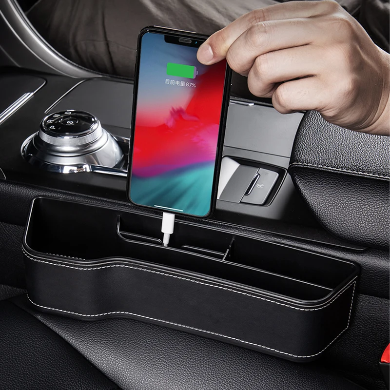 

Car Seat Gap Organizer PU Leather Car Storage Organizer Universal High Capacity Non-Slip Car Front Seat Crevice Storage Box