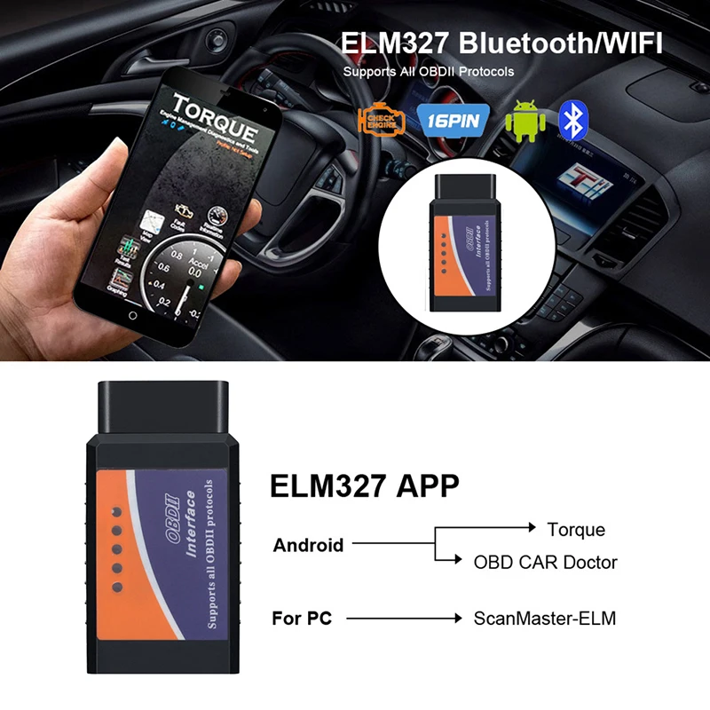

ELM327 V1.5 Bluetooth считыватель кодов чипа ELM 327 сканер для IOS Android