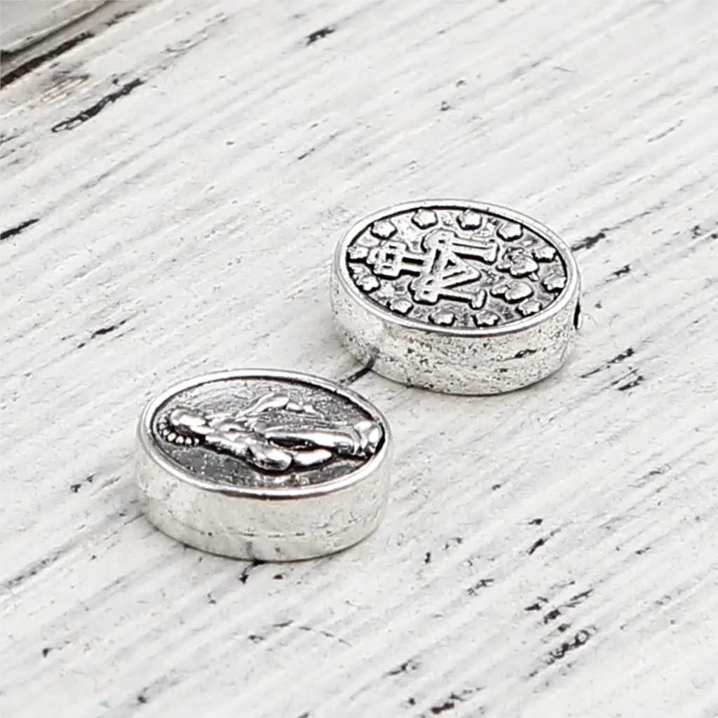 

8Seasons Vintage Religious Spacer Beads Oval Antique Silver Color Virgin Mary For Women Men DIY Jewelry About 10mm x 8mm,50 PCs