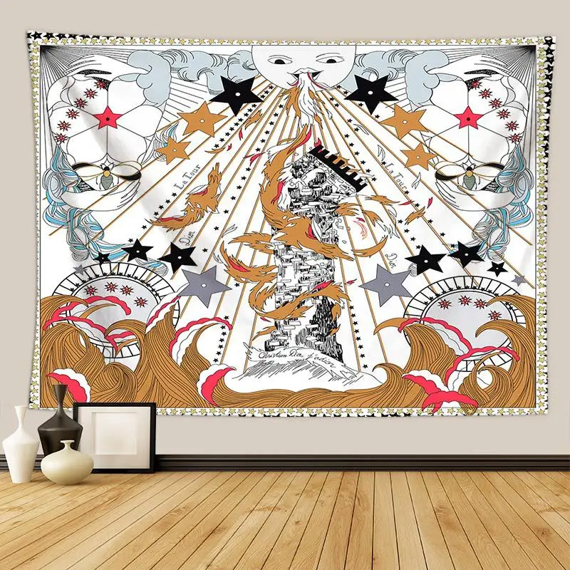 Настенный богемный гобелен для спальни Мексиканский декор Таро тканевое