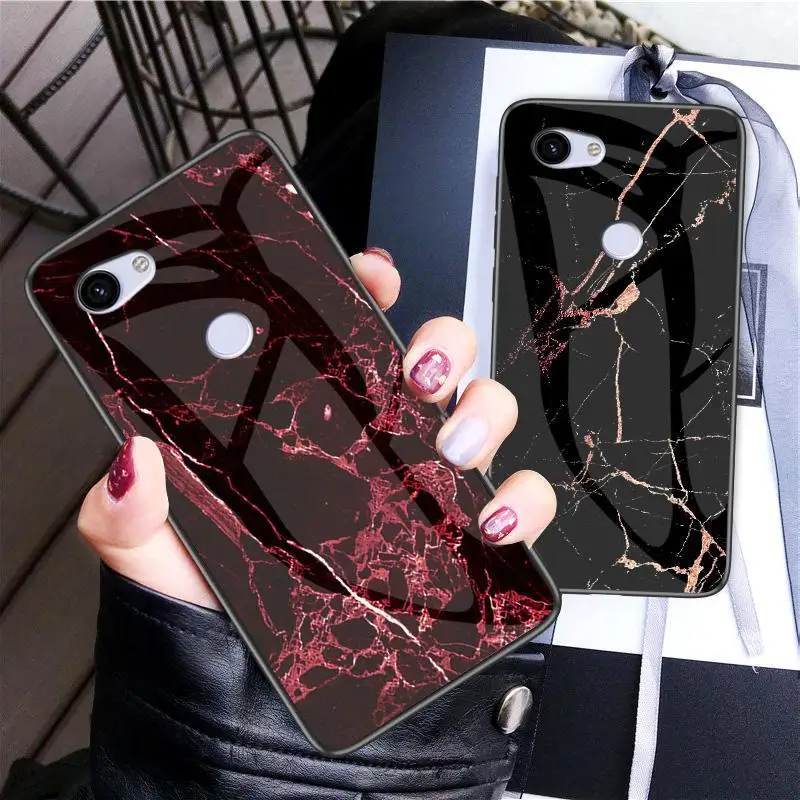 Чехол из закаленного стекла для Google Pixel 3A 4 XL 3 2 мраморный узор гладкий глянцевый