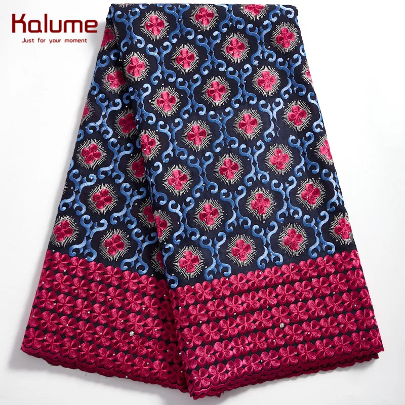 

Kalume Nigerian Cotton Lace Fabric 2021 African Lace Fabrics With Stones Swiss Voile Lace In Siwtzerland For Party Wedding F2332