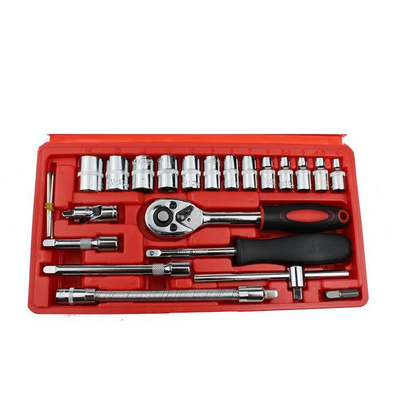 46pcs 1/4-Inch Socket Set Car Repair Tool Ratchet Torque Wrench Combination Bit Of Keys Chrome Vanadium Repairing | Инструменты