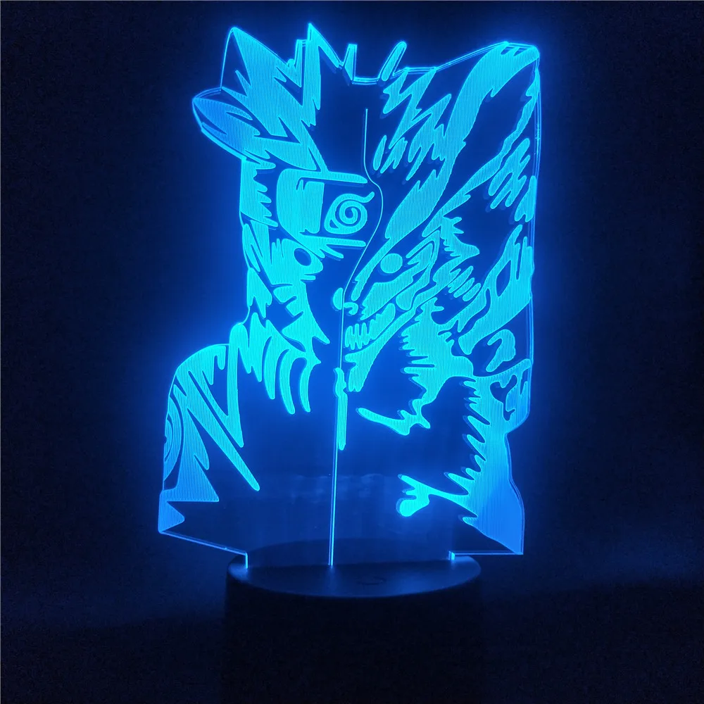 Наруто фигурка Узумаки и Курама светодиодный 3d светильник 7/16 цветов меняющий