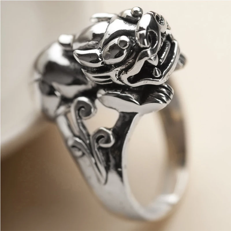 Реальные искусственные серебряные ювелирные изделия кольцо храбрости Pi Xiu