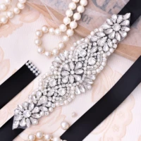 sesthfar crystal bridal belt with ribbon handmade silver wedding belt rhinestones bridal sash for wedding party dress