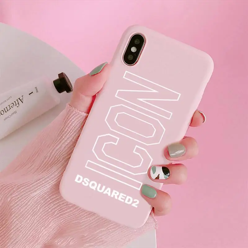

Soft Phone Case For iphone 12 11 Pro Max Mini XS 8 7 6 6S Plus X SE 2020 XR Matte Candy Pink Silicone cover DSQUARED2 DSQ2 ICON