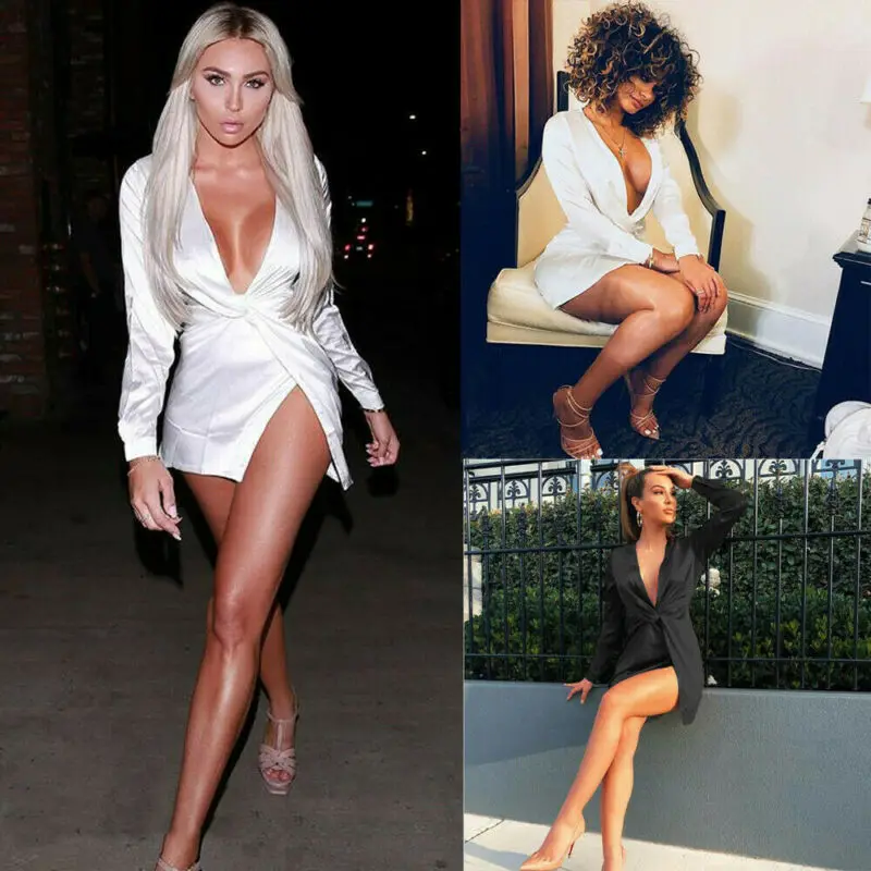 Сексуальное облегающее официальное женское платье из сатина с глубоким