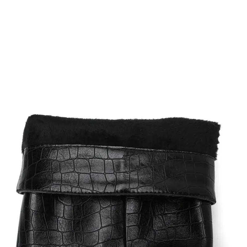 Женские Плиссированные высокие сапоги до колена с острым носком на высоком