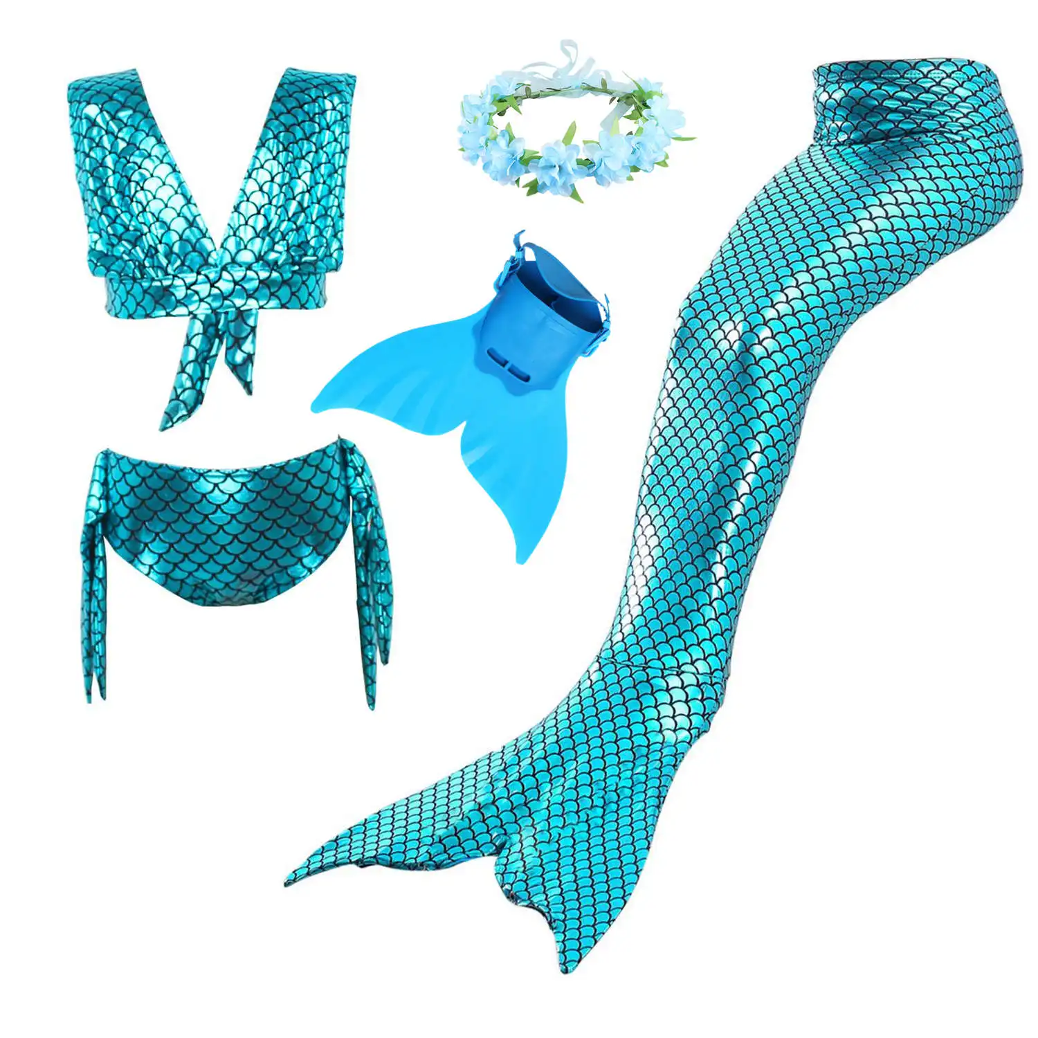 

Girls Mermaid Tail For Swimming Cosplay Swimsuit Kid's Sparkle Tails Swimmable Costume Swimwear Sets With Monofin