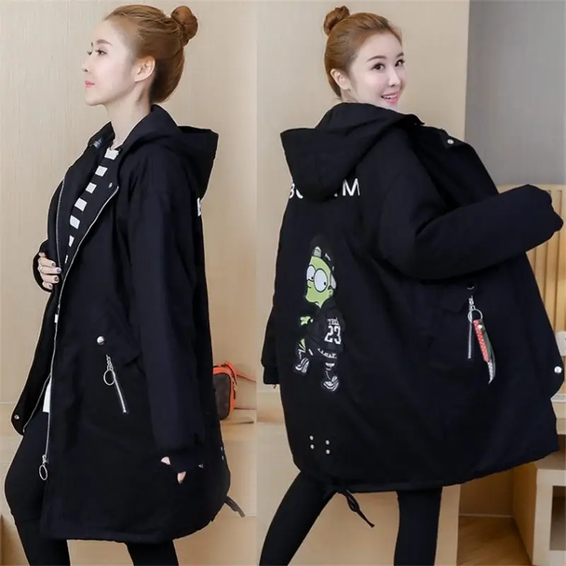 Фото Пальто для беременных женщин Длинная зимняя одежда Корейская свободная Толстая