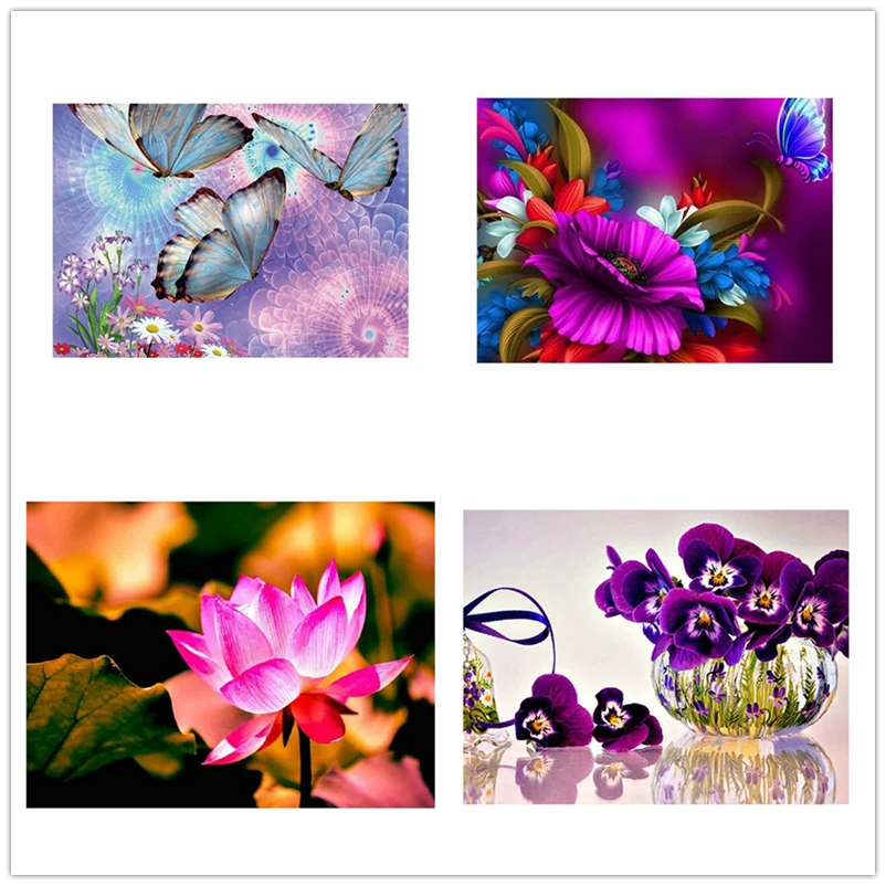 Алмазная вышивка орхидеи Цветы Стразы картина цветок лотоса Бабочка полный