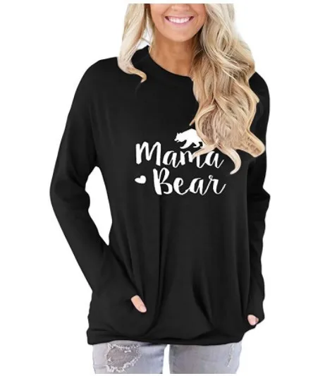Осенняя мода &quotMama Bear&quot с буквенным принтом для женщин/девочек хлопковая уличная