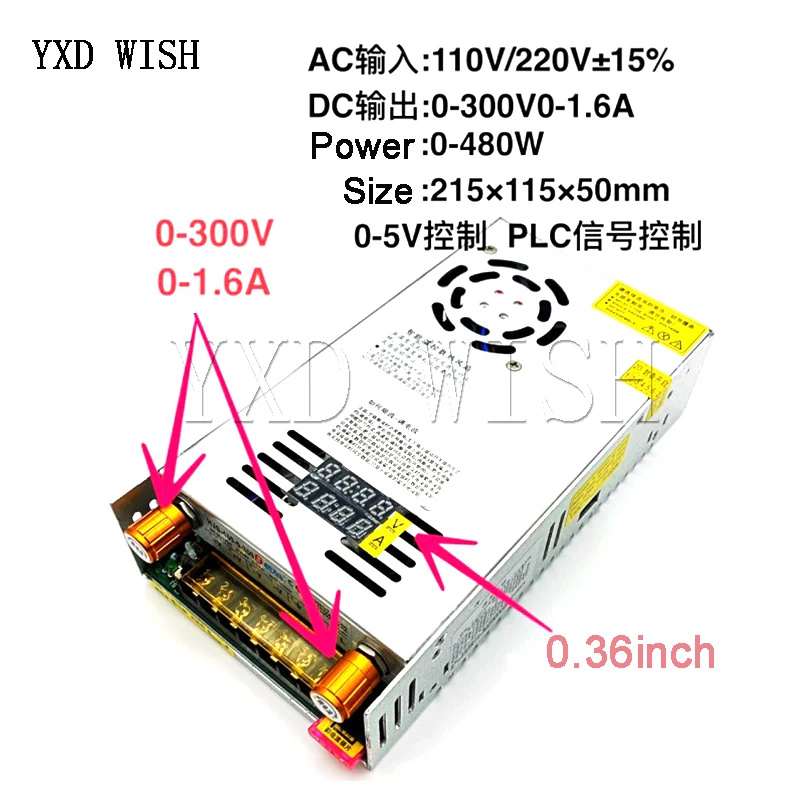 

Dual Digital Switching Power Supply 480W 0-300V 0-1.6A Current and Voltage Adjustable DC Power Supply Current Transformer 300V