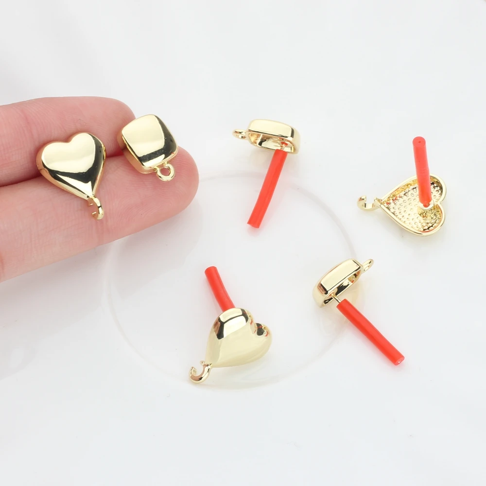 

Zinc Alloy Gold Heart Square Sweet Base Earrings Connector 6pcs/lot For DIY Drop Earrings Making Finding Accessories