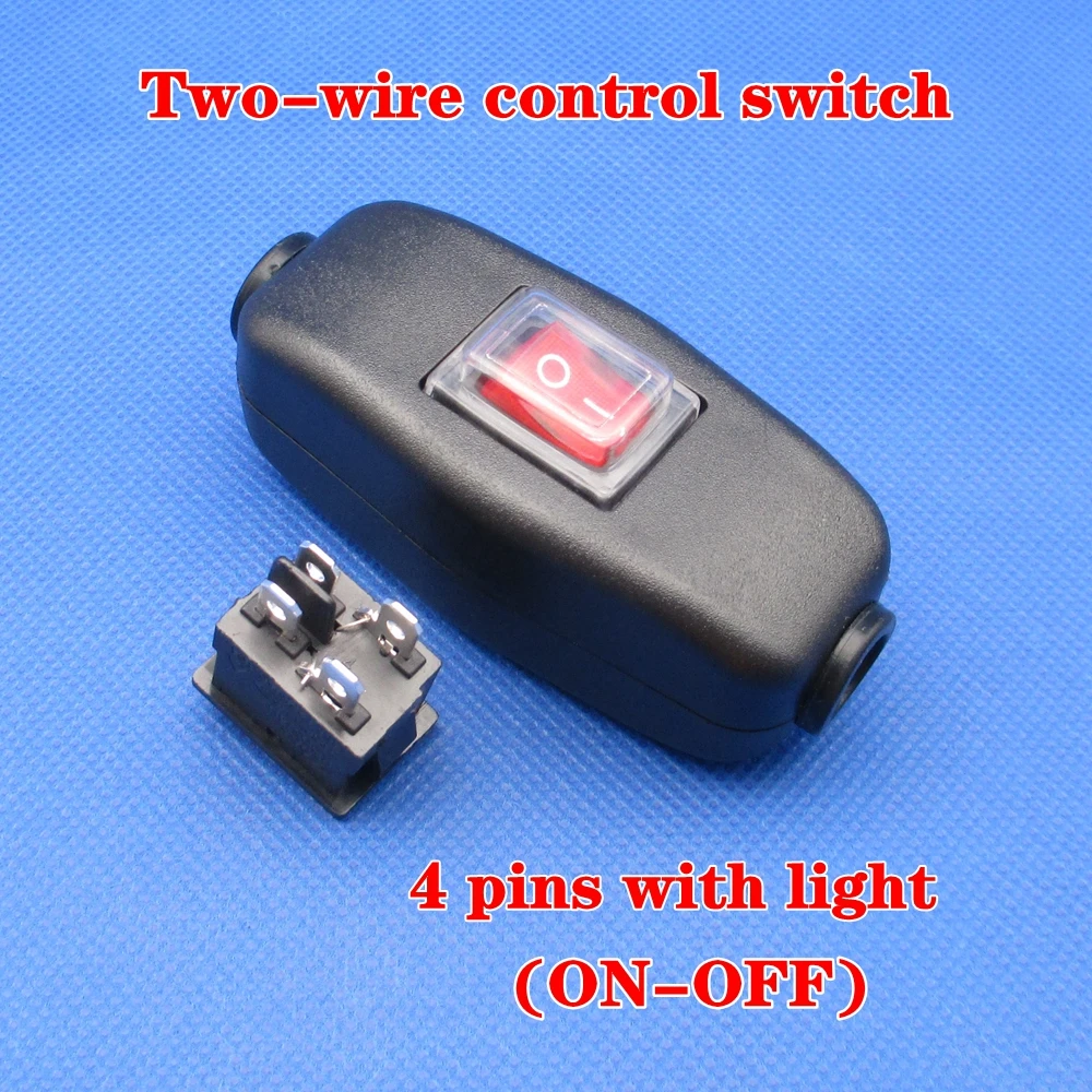 4 pins with light 1 шт. ВКЛ/ВЫКЛ для настольная лампа кровать светильник шнур из водонепроницаемого материала в линии кулисный переключатель Запчасти комплект со светодиодным индикатором светильник 6A250V 10A125VAC - Цвет: 4 pins with light