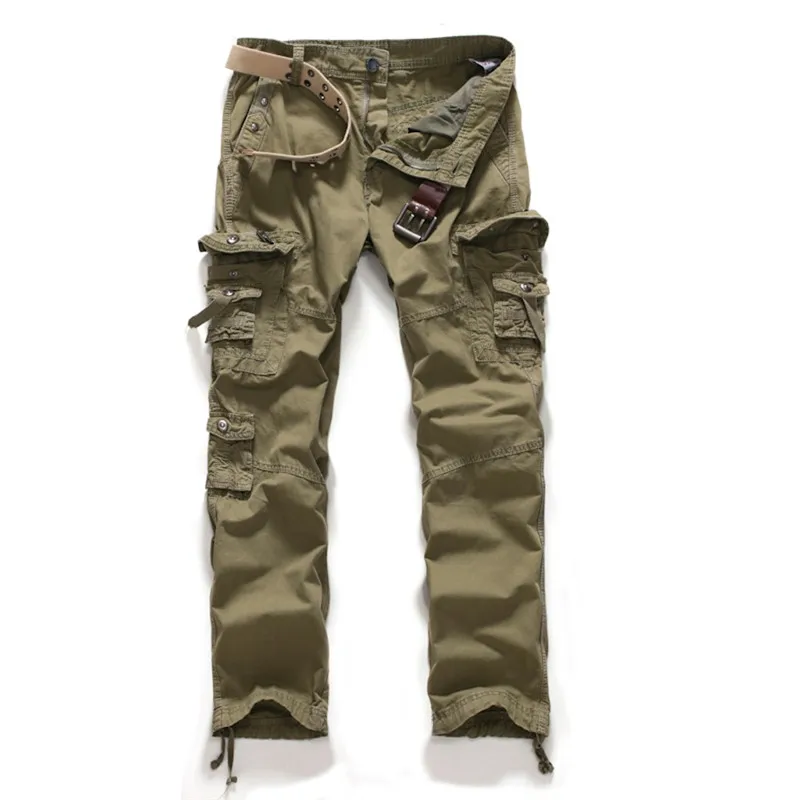 Mens Pants 2017 Fleece Warm Winter Cargo Big SizeMen Casual Loose Multi-pocket Causal Straight Jeans for Size |