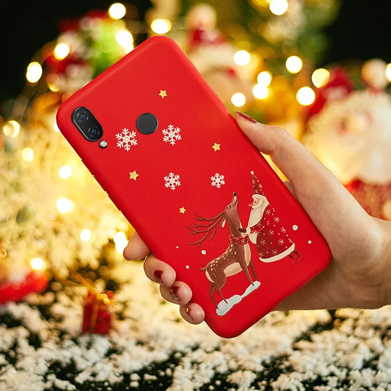 Рождественский чехол для huawei P20 Lite P30 Pro силиконовый с Санта Клаусом лосем Бампер P