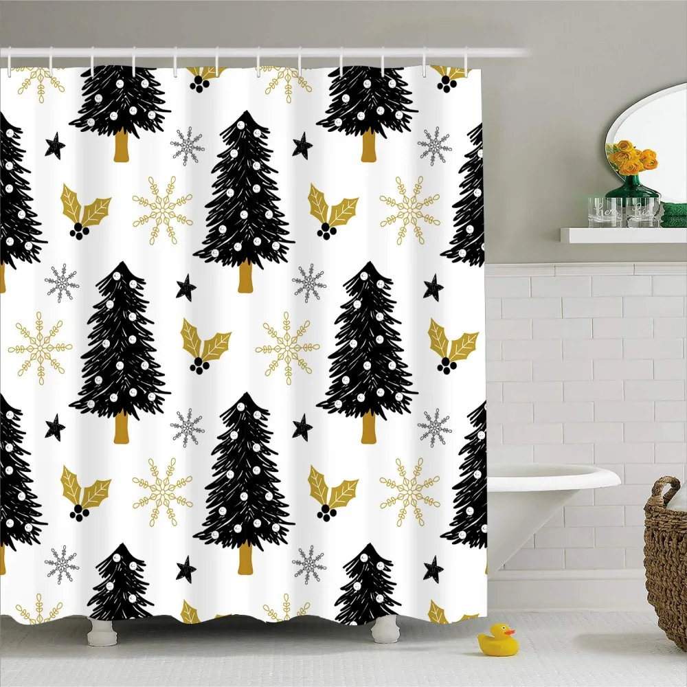 Рождественская елка занавеска для ванной домашнего декора зимний экран
