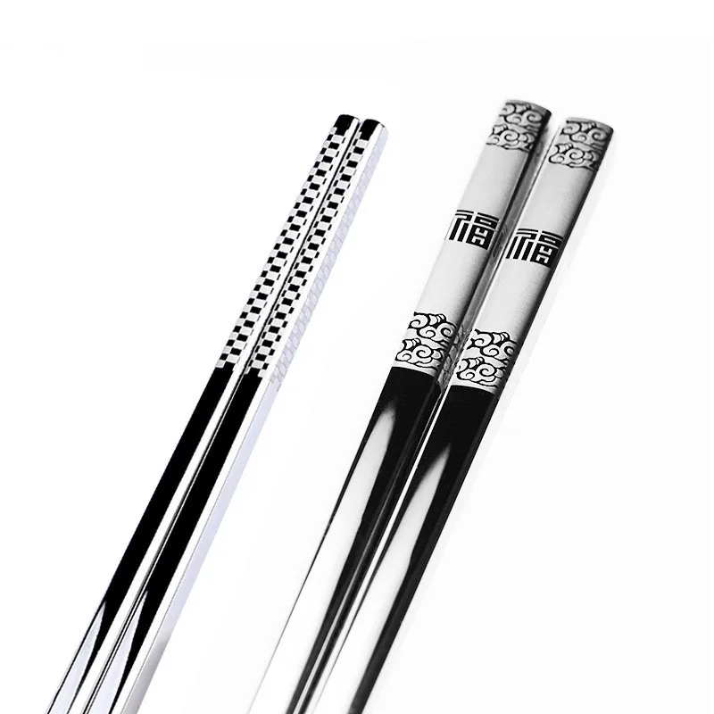 

Tofok Creative 1 Pair Stainless Steel Luxury Laser Engraving Chopsticks Kitchen Dinning Room Party Portable Food Safe Tableware