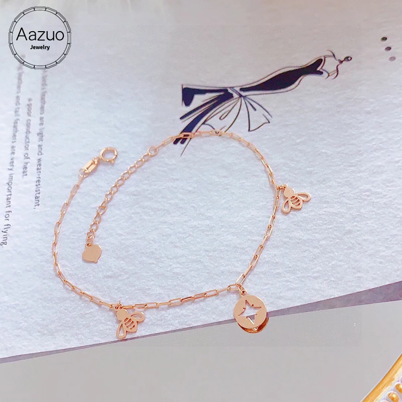 

Браслет женский Aazuo, розовое золото 18 карат, пчелка, подарок на день Св. Валентина