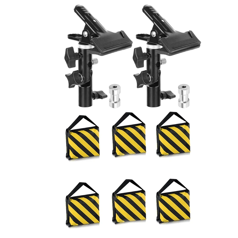 6 шт. двойная фотовспышка черный/желтый и 2 подставка для отражателя освещения