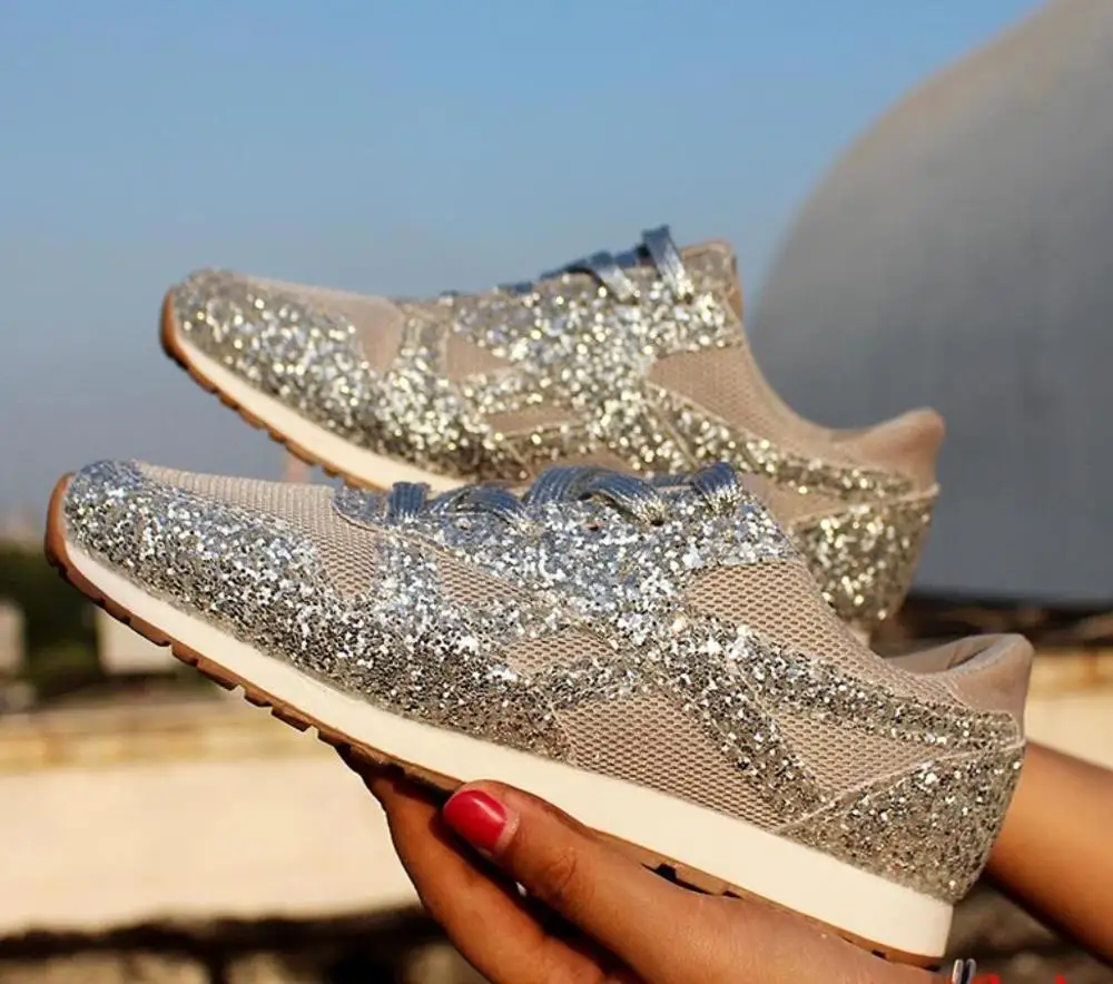 Женские кроссовки на плоской платформе повседневные сетчатые шнуровке