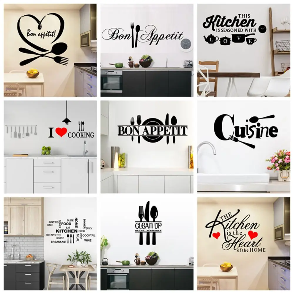 

Creative kitchen Vinyl Kitchen Wall Stickers Wallpaper For Kids Room Living Room Home Decor Wall Art Decal