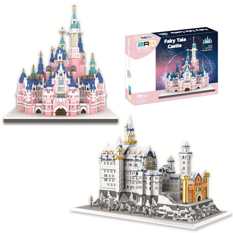 

Disney Cartoon Series Fairy Tale Castle Assembling Small Building Block Creative Casual Diy Model Abs Plastic Christmas Toy Gift