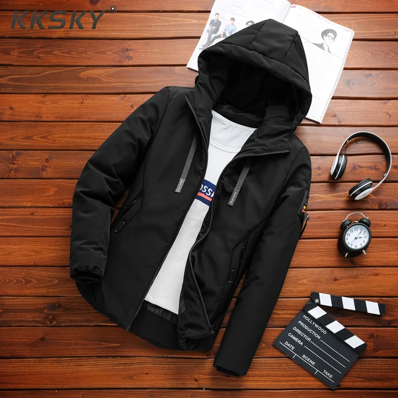 

Мужская куртка на молнии, с длинным рукавом и капюшоном, Повседневная теплая однотонная парка на зиму, M-7XL