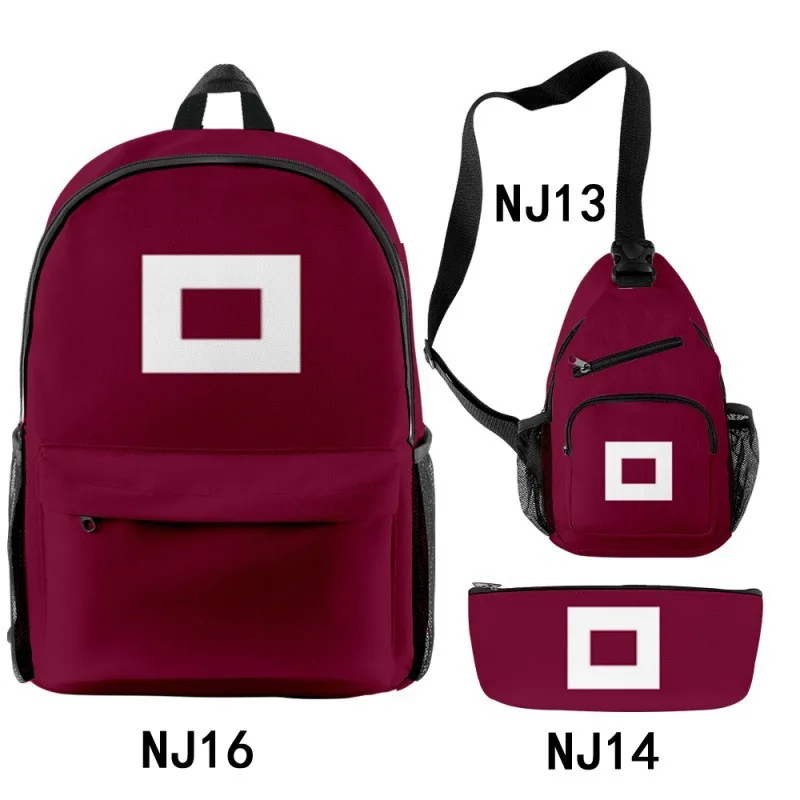 

NEW Squid Game Korean Drama Park Haixiu Same No.218 3d Backpack Set Li Zhengzai Film Backpack 3pcs Set No.456 Customized Bag