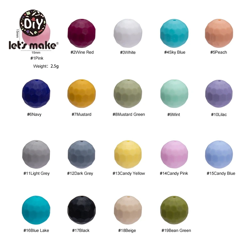 

Let's Make 20PCS Polyhedral Silicone Beads 15mm Food Grade Silicone DIY BPA Free Jewelry Baby Teether Toys Newborn Baby Care