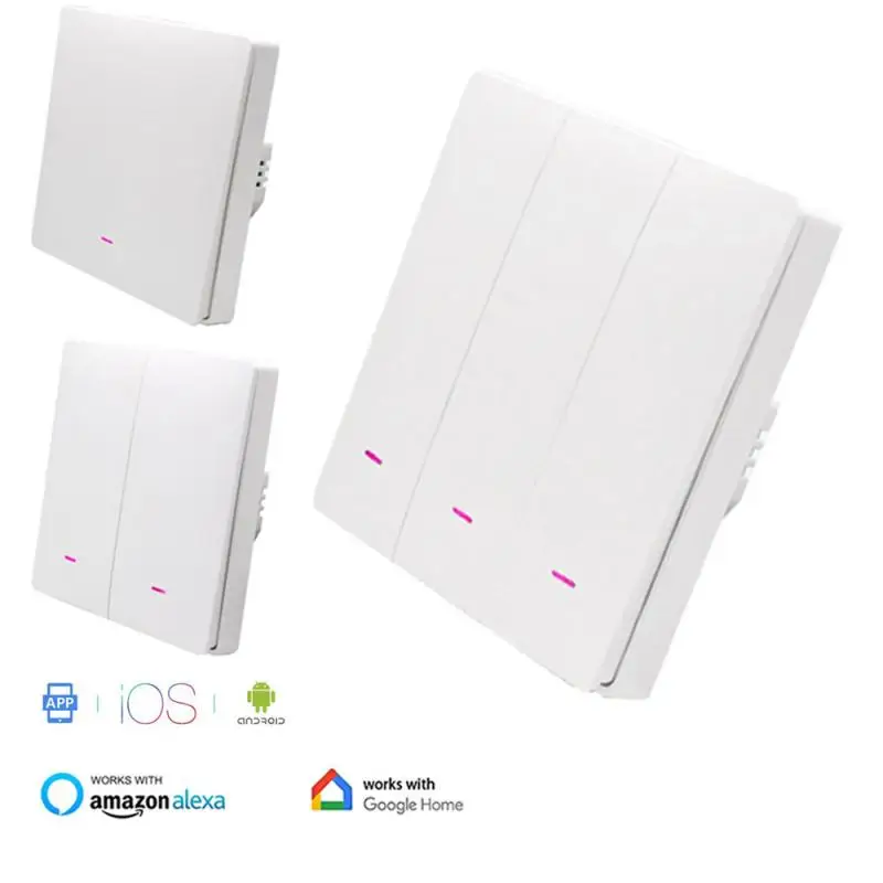 

Tuya Wifi Smart Light Switch 1/2/3 Ways Push Button Switch Wireless Smart Life APP Voice Control Work With Alexa Google Home