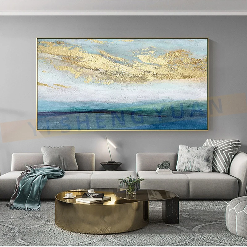 

100% Hand-painted Abstract Oil Painting On Canvas In Living Room Gold Modern Painting Decoration Salon Bedroom Decor Home Decor
